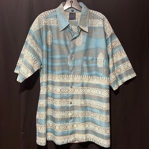 URGE mesh Hawaiian print short sleeve button front shirt-NWOT